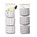 2 Packs Linen Cotton Fabric Wall Door Closet Hanging Storage Bag 3 Pockets Over The Door Organizer for Room Bathroom with 1pc Elephant Coaster by HomRing