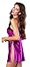 Dreamgirl Women's Silky Satin Charmeuse Toga Chemise with Contrast Lace Trim, Raspberry, Small