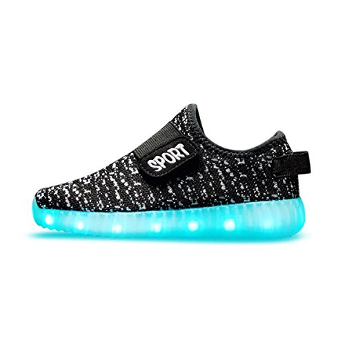 Sadiale Kids 7 Colors LED Light up Shoes for Boys Girls(Toddler/Little Kid/Big Kid) Black30 M EU / 13 M US Little Kid light up shoes for girls size 3
