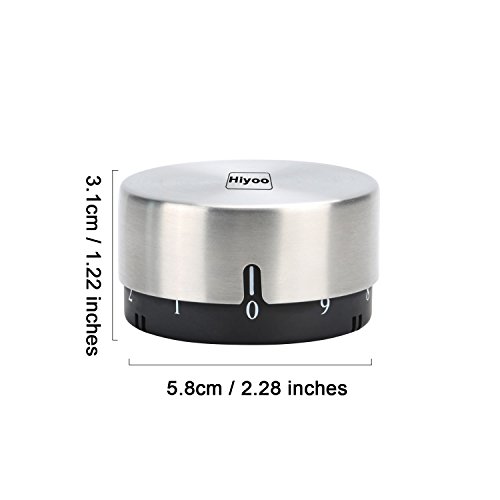 image for Hiyoo Mechanical Kitchen Timer Manual Stainless Steel Magnetic Timer w