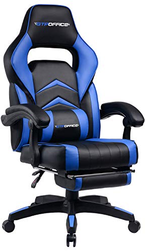 GTPOFFICE Gaming Chair Racing Style Office Swivel Computer Desk Chair Ergonomic Conference Executive Manager Work Chair PU Leather High Back Adjustable Task Chair with Lumbar and Padded Footrest