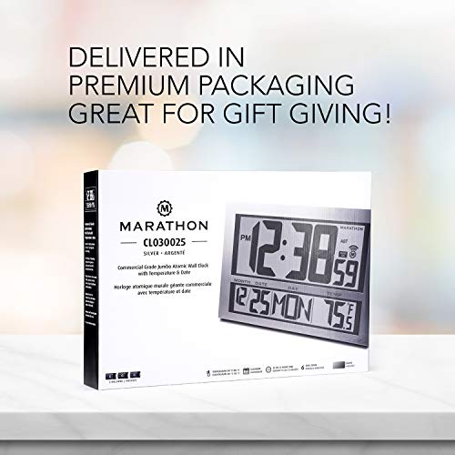 image for Marathon CL030025 Commercial Grade Jumbo Atomic Wall Clock with 6 Time