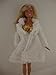 Stunning Short White Fur Coat and Gold Sequined Mini Dress Made to Fit Barbie Doll