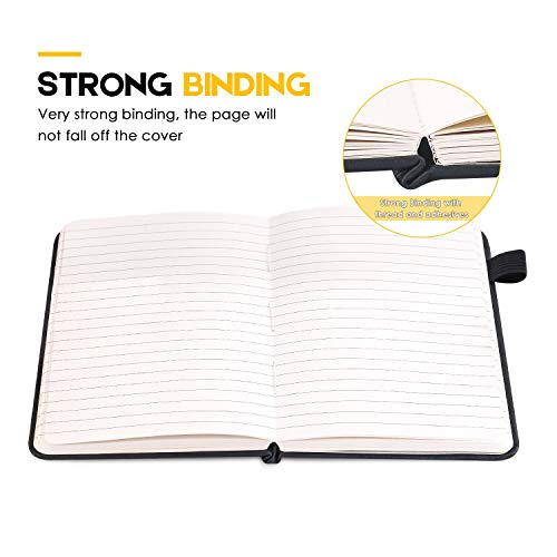 2-Pack Small Pocket Notebook, Ruled/Lined, Size 3.5" x 5.5", Mini Hardcover Journal Notepad, Premium 120Gsm Thick Paper, with Elastic Closure, Bookmark, Inner Pocket, Pen Holder - Thumbnail 3