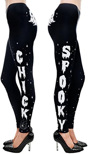 Too Fast Women's Spooky Chick Halloween Ghost High Waist Lexy Leggings Black Small