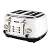 Tower Bottega T20017W 4-Slice Toaster, Stainless Steel with Adjustable Browning Control, Cancel, Defrost and Reheat…