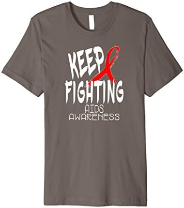 Mens Keep Fighting AIDS PREMIUM Shirt Support Apparel Small Asphalt