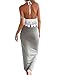 Women Lace Deep V Neck Crop Top Slit Maxi Skirt Bodycon Beach 2 Pieces Dress Set White