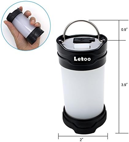 Letoo Camping Lantern, Mini Portable LED camping lantern, USB Rechargeable Camping light with 2000mAh Battery, 30 LEDs Flashlights for Camping, Emergency, Power Outages, Hunting, Fishing (black)