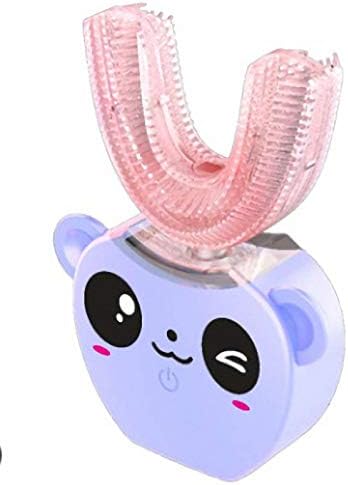 Electric Toothbrush Fully Automatic 360 ° Ultrasonic Teeth Cold Light Whitening Device Automatic Toothbrush Children's Cute U-Shaped Electric Toothbrush (Purple)