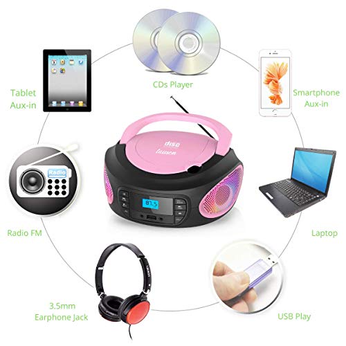 Lauson LLB999 Draagbare CD-Speler Multicolor LED-Verlichting, Digitale FM-Radio en LCD-Scherm | USB-Speler Speelt MP3… - Afbeelding 3