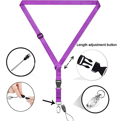 Lanyard Adjustable with ID Badge Holder Black Purple Office Safety Cruise lanyards Neck Quick Release lanard for Women Men Keys Vertical Waterproof Zipper Card Large 4x3 Name Badges Holders 2 Pack