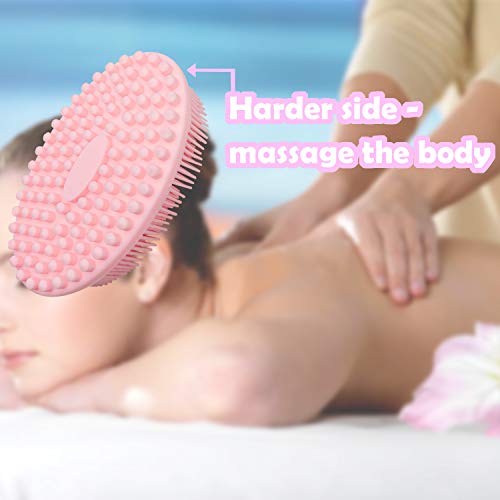 100% Silicone Bath & Shower Loofah Brush For Face & Body Gentel Scrub Skin Exfoliation-Skin Health Beauty Care-Cellulite Treatment-Massaging Brush Long Bristle - Thumbnail 4