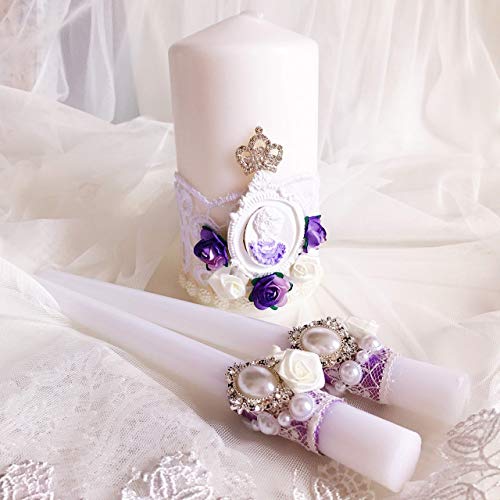 Anastasia Accessories Wedding Unity Candle Ceremony Unity Candles Set Handmade Ribbon Lace Flowers Brooches And Molding Applique Decorated From Amazon Shefinds