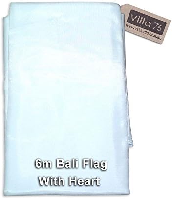 asah 1pce Satin Bali Flag with Heart Tail, 18 Colours, 1m-7m Sizes, Wedding & Events, Pool Decor (6m, White)