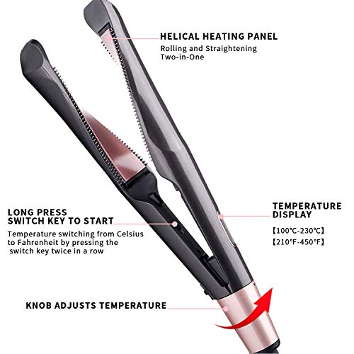 Hair Straightener Curling Iron 2 in 1 Tourmaline Ceramic Twisted Flat Iron Fast Heating-up with LCD Digital Display Hair Styling Tool Hair Curler Suitable for All Hair Types - Thumbnail 2