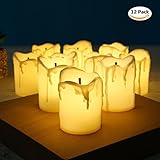 YJY Unique Black-Wick Flameless LED Tea Light Candles, Realistic Bright for Seasonal Festival Celebration, Electric Battery Fake Candle Birthday Pray Decor, 12 Pack(Simulation Yellow)
