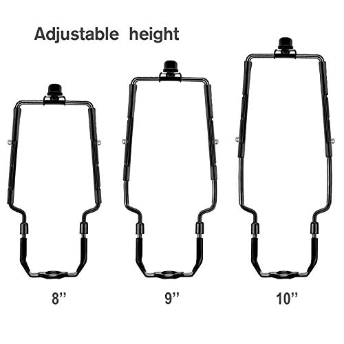 ECUDIS Adjustable Lamp Harp 8'' 9'' 10'' Suit for Any Lamp Style - Fits Regular Saddle Base or UNO Collar Ring Adapter for E26 phenolic Socket