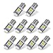 YINTATECH 10x BA9S T11 Interior White LED Light Bulbs, 53 57 182 257 1895 6253 64111 64113 1891 1445 LED Bulb for Glove Box/Ignition/License Plate Light, 5050 5-SMD