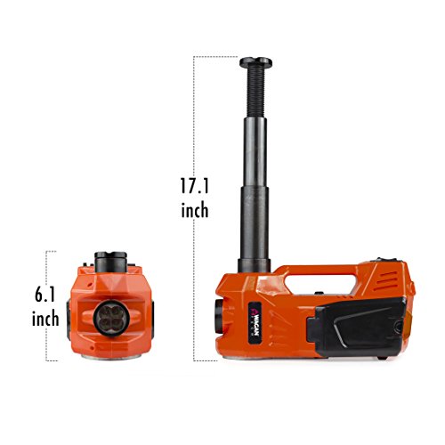 Wagan 12V DC Powered 3 Ton Car Lift 3-in-1 Electric Car Jack, Impact Wrench & Air Compressor Kit with LED Work Light for Road Emergency Car Repair Tool Kit 3T