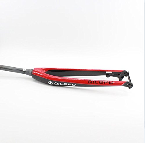 QILEFU 26/27.5/29" inch Mountain Bicycle Full Carbon Bike Front Fork disc Brake Tapered Tube MTB 26/27.5/29er (red, 26er)