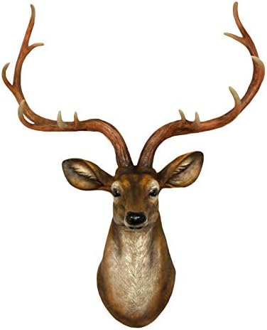 Deer Head - Resin Deer Bust Wall Sculpture Faux Deer Head Home Decorations (Brown)
