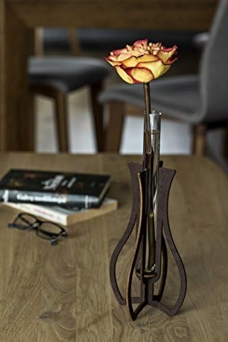 Long Bud Vase, Glass Test Tube Vase, Assembled Vase, Home Decor Rustic, Wedding Gift For A Couple, Anniversary Gift For Wife, Wooden Anniversary Gift