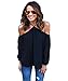 Akery Women's Sexy Spaghetti Strap Off Shoulder Shirt Tops Blouses Medium Black