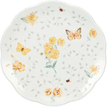 Lenox Butterfly Meadow Dessert Plates, 8-Inch, Assorted Colors, Set of 4, White - 829050