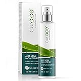 Aloe Vera Facial Toner by Curaloe | Women and Men Natural Skin Cleansing | 75% Pure Organic Aloe Enriched with Witch Hazel & Essential Oils | No-Clog Spray | Reduces Pore size |Removes Make-up