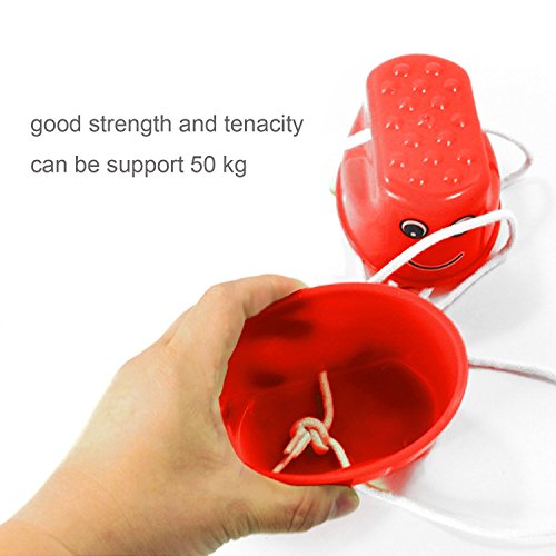 Gosear Kids Toy, Plastic Stilt 1 Pair Plastic Smile Face Walking Jumping Feet Stilts Balancing Shoes for Kids Children Outdoor Walker Sport Games Toy Red - Thumbnail 2