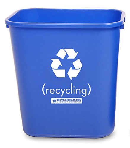 Pack of 10 ($6.50 each) Deskside Recycling Bin Container in Blue Plastic, Small, 13-5/8 quart (3.4 gallon)