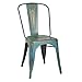 Adeco Metal Stackable Industrial Chic Dining Bistro Cafe Side Chairs, Antique (Set of 2)