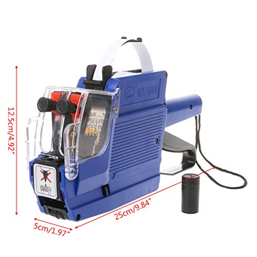 Junlinto,MX-6600 10 Digits Two-line Labeller Price Tag Gun Label 2 Lines for Retail Store Pricing Tag Display Tool + Ink Roller