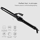 PARWIN BEAUTY 25mm Professional Dual Voltage Curling Iron with Clip Temperature Control LED Light Auto Shut Off Portable Hair Salon Wand Spiral Curl Ceramic Hair Curler, Black