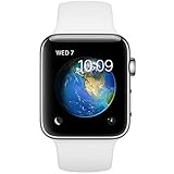 Apple Watch Series 2, 38mm Stainless Steel Case with White Sport Band (Renewed)