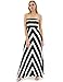PattyBoutik Women Strapless Stripe Maxi Dress (Black and Ivory Small)