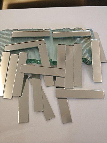 RUIXUAN 3/8x2inch Small Glass Rectangle Craft Mirrors Bulk 120 Pieces Mosaic Tiles