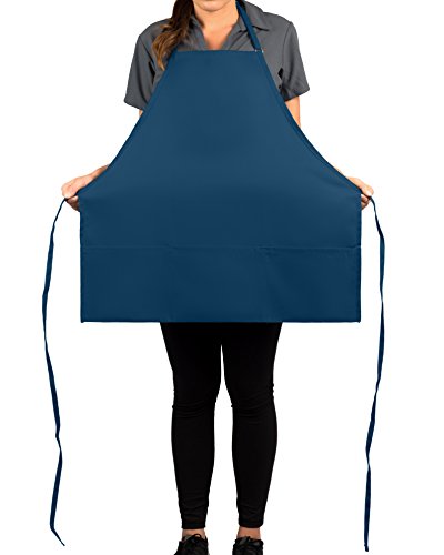 KNG Navy Blue 3 Pocket Adjustable Bib Apron for Men and Women