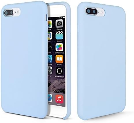 iPhone 8 Plus Case, iPhone 7 Plus Case, Fuleadture Liquid Silicone Gel Rubber Shockproof Soft Protective Cover with Microfiber Cloth Lining Cushion for iPhone 7 Plus/8 Plus - Light Blue