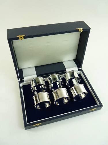 Nueva plata de ley Juego de 6 anillos de servilleta o servilleta caja: Amazon.es: Hogar