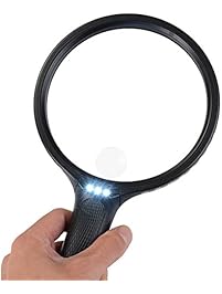 BearMoo 5.5" Extra Large Magnifying Glass with Light 2X Lens 5X Zoom Jumbo Lighted Magnifier Glass