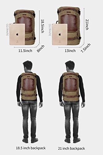 WITZMAN Canvas Backpack Travel Rucksack Backpack Vintage Duffel Bag Laptop Bag Casual Daypack (18.5 inch Light Green)