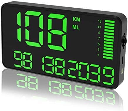 COOLOUS C90 Universal Hud Heads Up Display 5.4inch Large Screen Digital Speedometer Altitude Speed Projector Windshield Projection Film Over Speed Warning for Cars & Other Vehicles