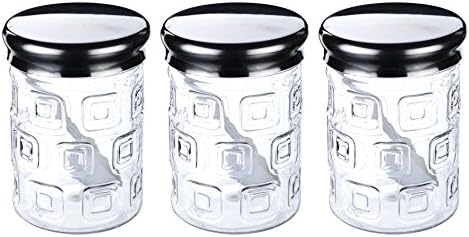 San Pareiltm Plastic Multipurpose Spice Or Storage Jar Set With Spoon, 3-Piece Of Jars And Spoon,400 Ml,Clear Color