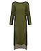 ZANZEA Ladies Cotton Linen A-line Half Sleeve Split Hem Baggy Long Maxi Dress Army Green 16