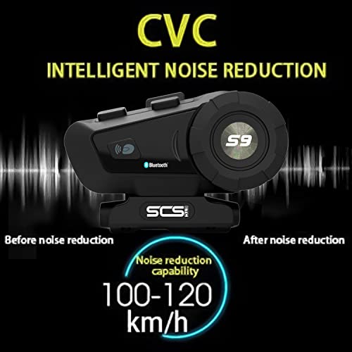 SCSETC S-9 Motorcycle Helmet Bluetooth Headset 2000m 6 Riders Intercoms, Bluetooth Motorcycle Headset with CVC Noise Cancellation, Helmet Bluetooth Headset with Handsfree/Voice Control/HD Music/2 Pack