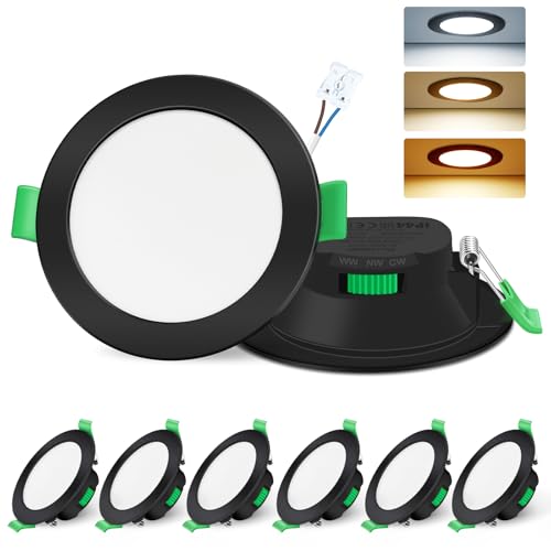 ALUSSO LED Einbaustrahler Schwarz 230V Flach Dimmbar LED Spots 7W Deckenspots IP44 Einbauleuchten 68mm Warmweiß Neutralweiß Kaltweiß Deckenstrahler fü