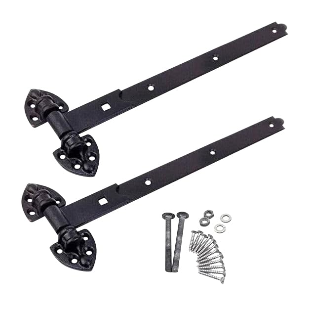 EAI Heavy Reversible Gate Hinges | Heavy Duty 600mm / 24 Inch Black Garage, Stable Door, Gate Hinges | 1 Pair with Fixings