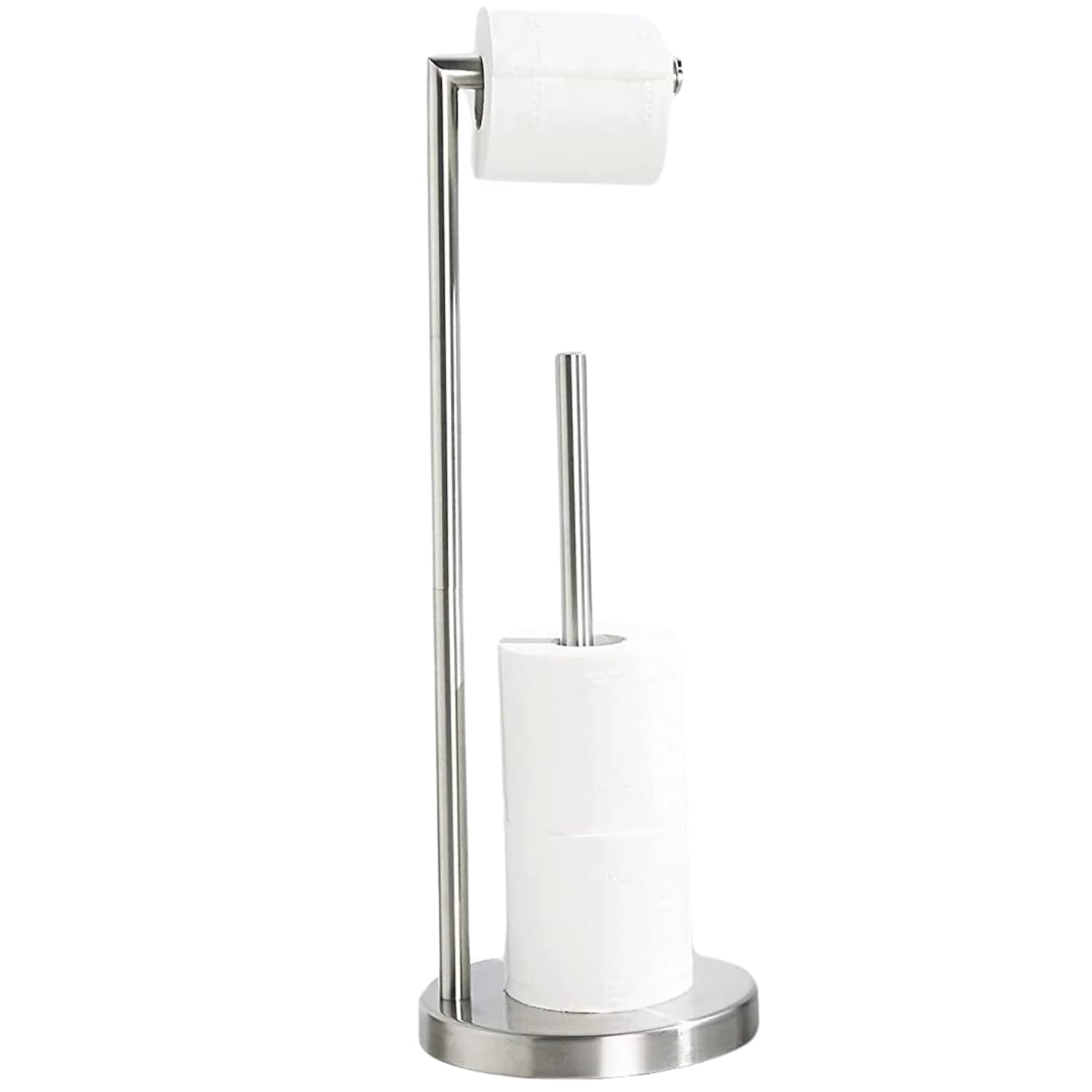 Free Standing Toilet Roll Holder Waterproof Rustless Stainless Steel Bathroom Accessory Toilet Paper Holder with Screws Installation Anti-Slip weighted base kitchen roll holder with Storage